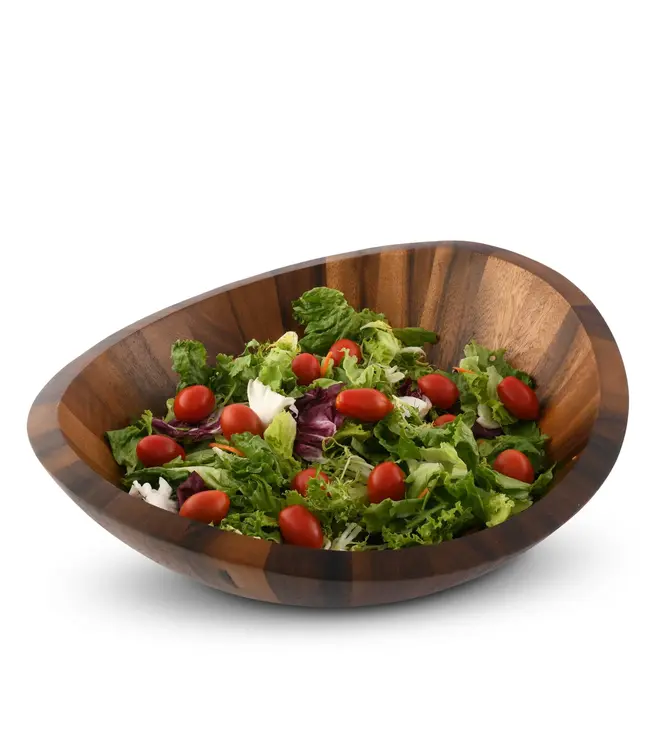 Munich Pattern Large Acacia Wood Salad Bowl