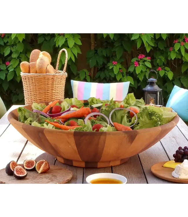 Wok Style Wooden Acacia Salad Bowl Extra Large