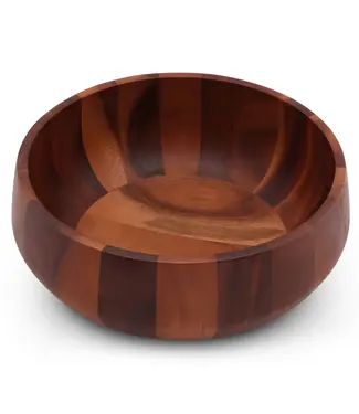 Arthur Court Modern Round Acacia Wood Salad Bowl Large