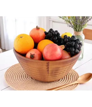 Arthur Court Bee Hive Style Wooden Acacia Salad Bowl Large