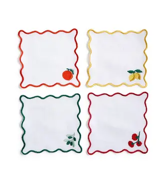 Two's Company Embroidered Fruit Cocktail Napkins
