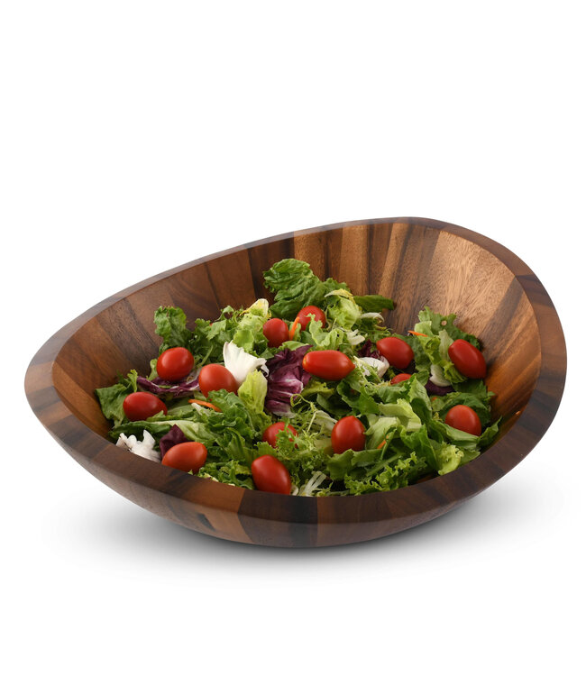 Munich Pattern Large Acacia Wood Salad Bowl