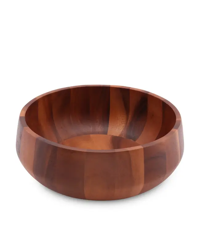 Modern Round Acacia Wood Salad Bowl Large