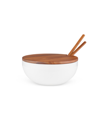 Nambe Duets Salad Bowl W/ Lid & Servers