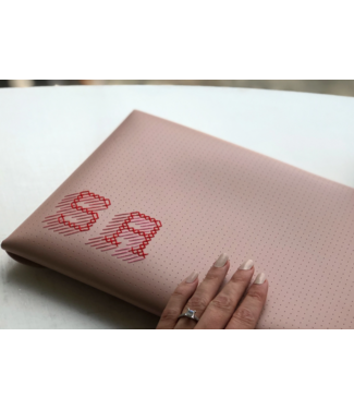 Chasing Threads DIY Cross Stitch Laptop Sleeve Kit - Pink with red thread