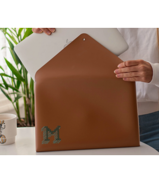 Chasing Threads DIY Cross Stitch Laptop Sleeve Kit - Brown with teal thread