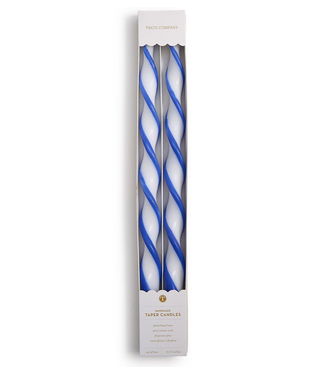 Two's Company Blue Ribbon 15 3/4'' Twist Taper Candles