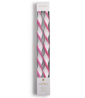 Two's Company Pink Ribbon 15 3/4'' Twist Taper Candles