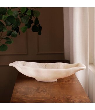 Beatriz Ball RESIN Alabaster Medium Oval Bowl (White Swirl)