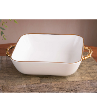 Beatriz Ball CERAMIC Bambu Square Casserole Cream & White