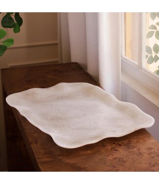 Beatriz Ball RESIN Alabaster Extra Large Rectangular Tray (White Swirl)