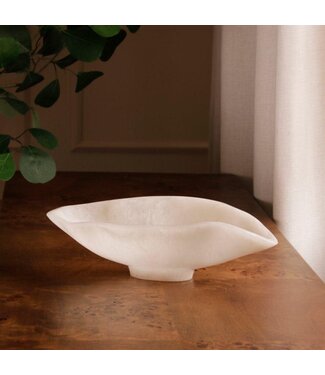 Beatriz Ball RESIN Alabaster Small Oval Bowl (White Swirl)
