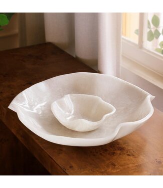 Beatriz Ball RESIN Alabaster Bowl with Dip (White Swirl)