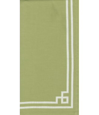 Caspari Rive Gauche Moss Green Fabric Cotton Tea Towels-23x31 Inches
