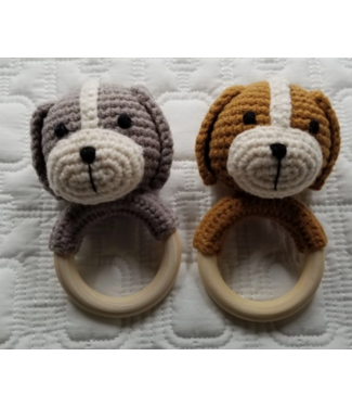D & C Toys Cotton Knit Dog Rattle - Handmade