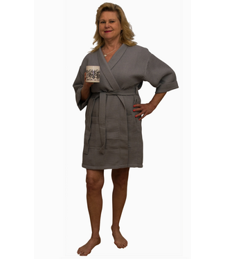 Prendergrass Cotton Waffle Robe 36" Grey