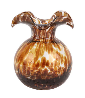 Vietri Hibiscus Glass Brown Tortoiseshell Bud Vase
