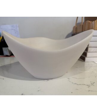 Two's Company 15'' Archipelago White Cloud Marbleized Organic Shaped Bowl