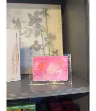 Deceaux Art 5x7 Abstract on Paper with Acrylic Frame Pink