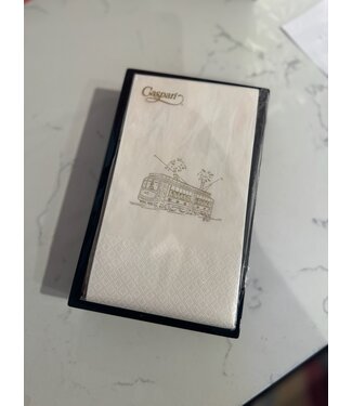 Caspari Gold Foil Streetcar Guest Towels - Pearl