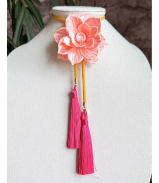 Rahya Jewelry Design Lotus Flower Bolo Sugar Pink with Golden Yellow & Fuchsia