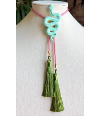 Rahya Jewelry Design Snake Bolo Turquoise with Bubblegum Pink & Olive
