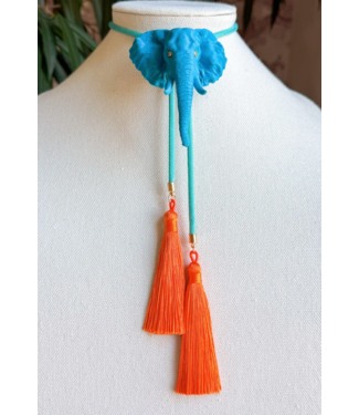 Rahya Jewelry Design Elephant Bolo Aqua Blue with Turquoise & Orange