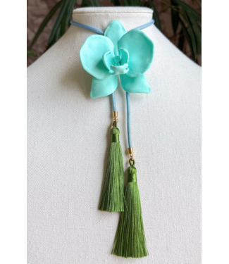 Rahya Jewelry Design Orchid Bolo Turquoise with Baby Blue & Olive