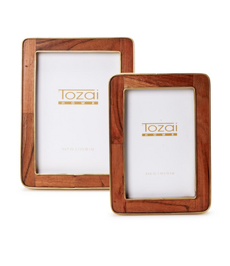 Two's Company Wood Round Edge with Brass Frame