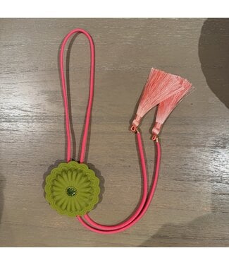 Rahya Jewelry Design Concho Bolo Olive Green with Neon Pink & Peach