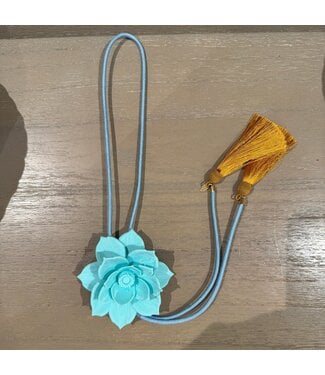 Rahya Jewelry Design Lotus Flower Bolo Turquoise with Baby Blue & Golden Yellow