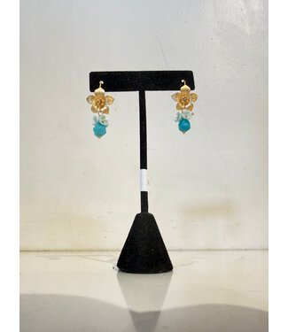Laura McClendon Flower with Blue Beaded Beads