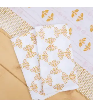 The Mended Company Organic Napkins (set of 4) - Honeybee - Rose & Mustard
