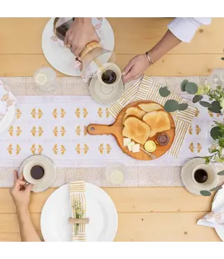 The Mended Company Table Throw - Honeybee - Rose & Mustard