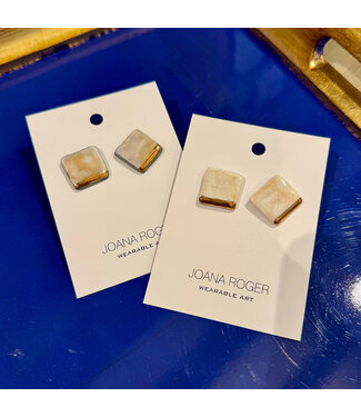 Objects in Clay Large Square with gold earring Consignment