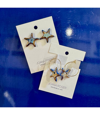 Objects in Clay Star dangle earrings with gold