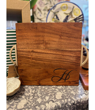 Sophistiplate 12x12" Modern Acacia Square with Gold Handle Open Half Circle