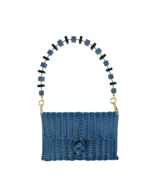 The Lilley Line Pochette Strap | Indigo Marble Cubes in Fog Blue