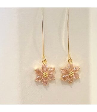 Laura McClendon Pink Rhinestone Flower Earring