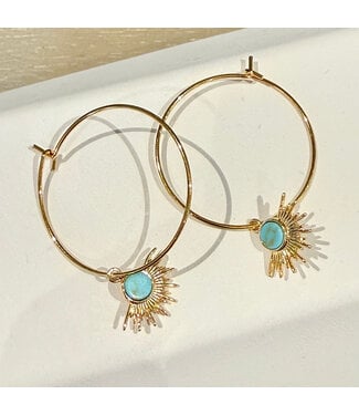 Laura McClendon Petite Hoop with Turquoise Starburst