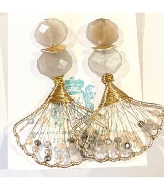 Laura McClendon Beaded Wire Gray Gemstone Earring