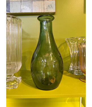 Pamela Dennis 15in Tall Green Glass Vase