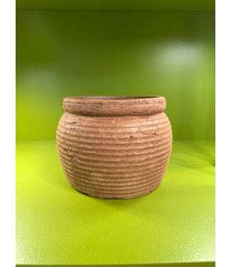 Pamela Dennis Ribbed Rust Clay Pot 5.5in