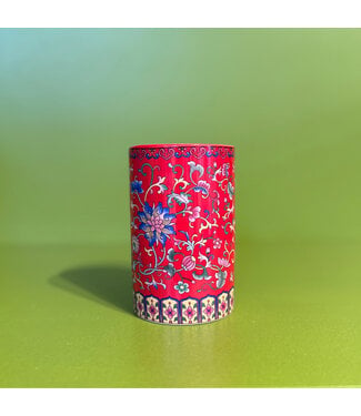 Pamela Dennis Small Red Enamel Floral Flower Vase