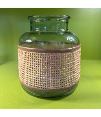 Pamela Dennis Rattan Wrapped Glass Vase