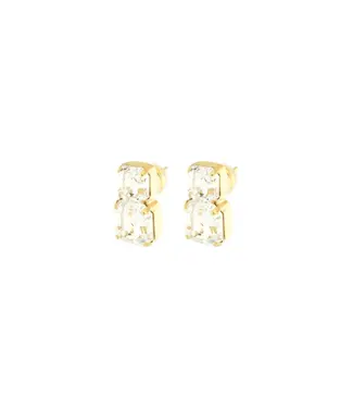 Ella Bartlow Hip to be Square Double Studs - Crystal/Crystal