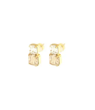 Ella Bartlow Hip to be Square Double Studs - Crystal/Champagne