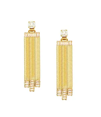 Ella Bartlow The Baguette Triple Dangle Earrings Clip On