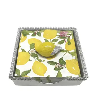 Mariposa Yellow Lemon Beaded Napkin Box Set