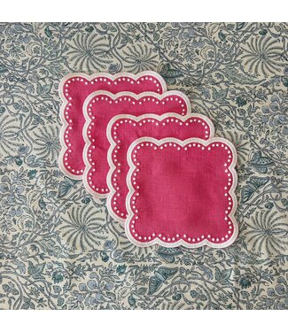 Don Lino Pink Scalloped cocktail napkins, set of 4